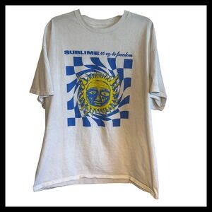 Sublime 40oz to Freedom Graphic T Shirt Mens 2X White Sun Logo Tee